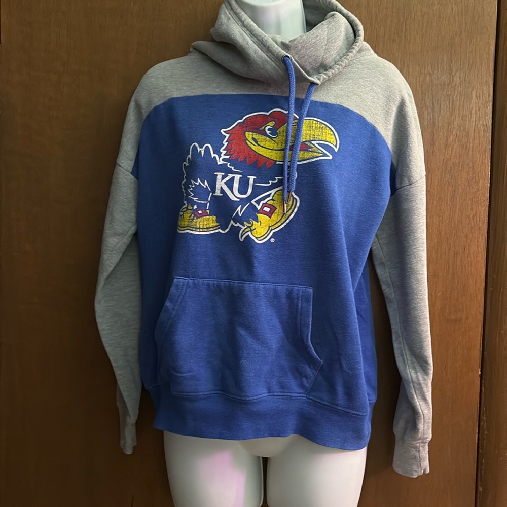 KU cowlneck hoodie